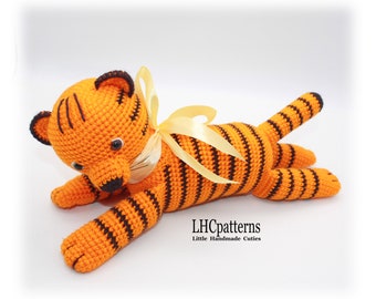 CROCHET PATTERN: Laying Tiger, Crochet Tiger, Amigurumi Tiger, Tiger Plush Toy, Tiger Soft Toy Crochet Pattern (English)