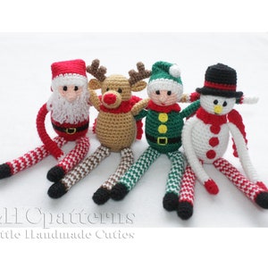Crochet Pattern: Four Christmas Toys - Santa Claus, Christmas Elf, Snowman and Reindeer (English)