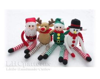 Crochet Pattern: Four Christmas Toys - Santa Claus, Christmas Elf, Snowman and Reindeer (English)