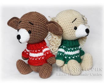 Christmas Puppies PDF Pattern, Crochet Puppy Pattern , New Year Symbol, Crochet Dog Pattern, Christmas Dog Pattern, Crochet Christmas Dog