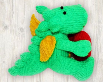 Knitting Pattern: Denny the Dragon, Knitted Dragon, Dinosaur Knitting Pattern (English)