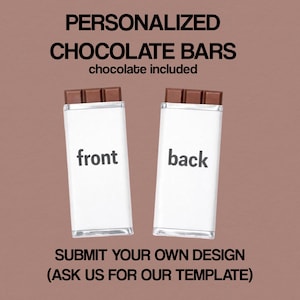 Barrette di cioccolato personalizzate / Qualsiasi tema / Le barrette vengono fornite assemblate con cioccolato incluso