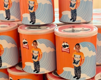 Papas fritas personalizadas en lata: Recuerdos personalizados para fiestas de cumpleaños / Aptas para dietas kosher