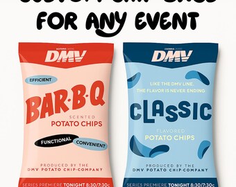 Sacos de salgadinhos personalizados | Qualquer tema | Os sacos vêm montados com salgadinhos dentro | Evento de marketing