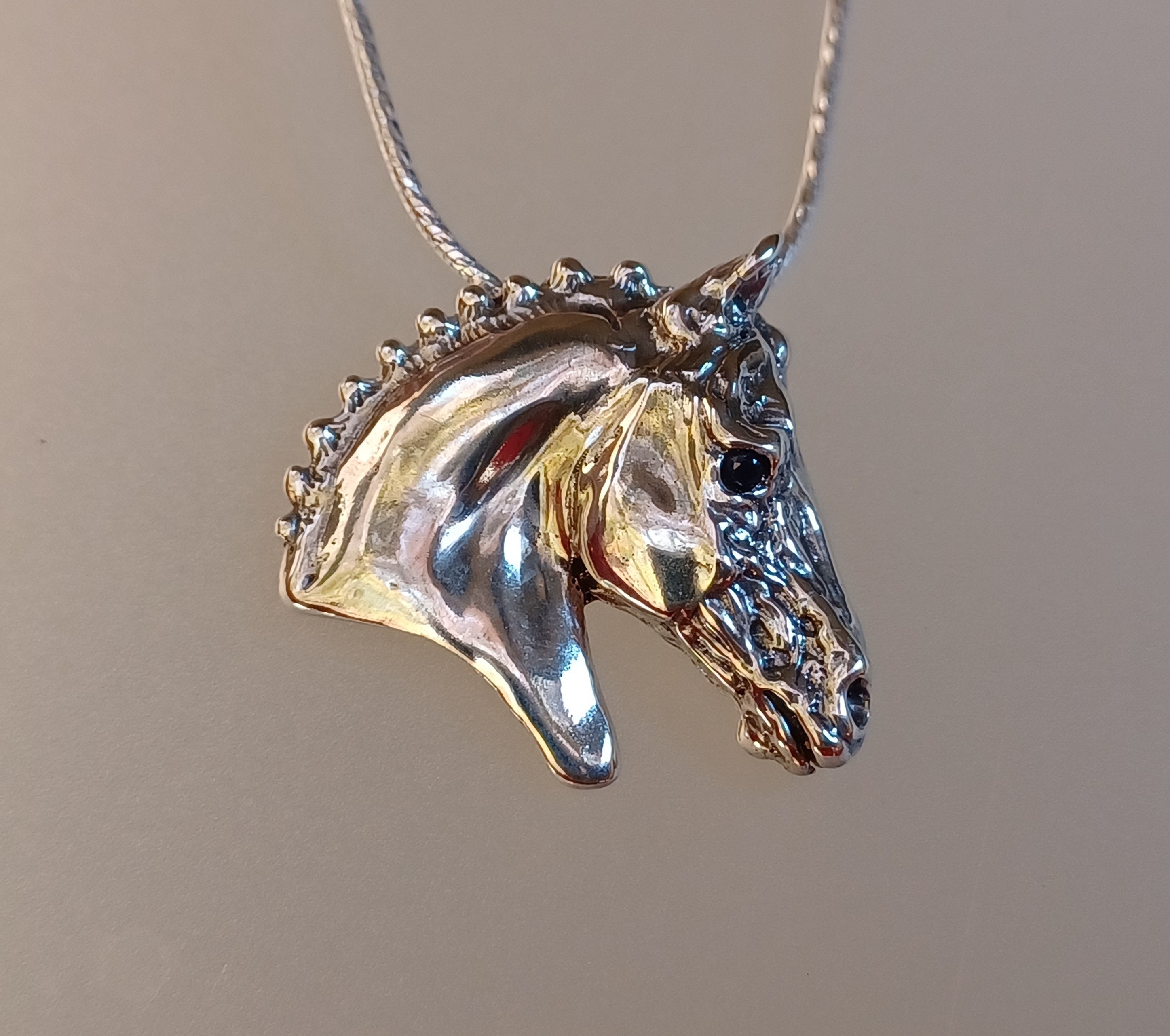 Dressage Horse Sterling Silver Slide Pendant and Chain Equestrian