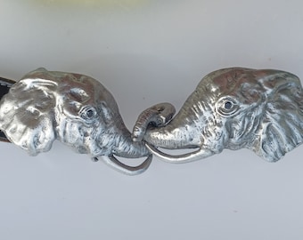 Elephants belt buckle Sculpture jewelry in Pewter!  Zimmer wildlife jewelry