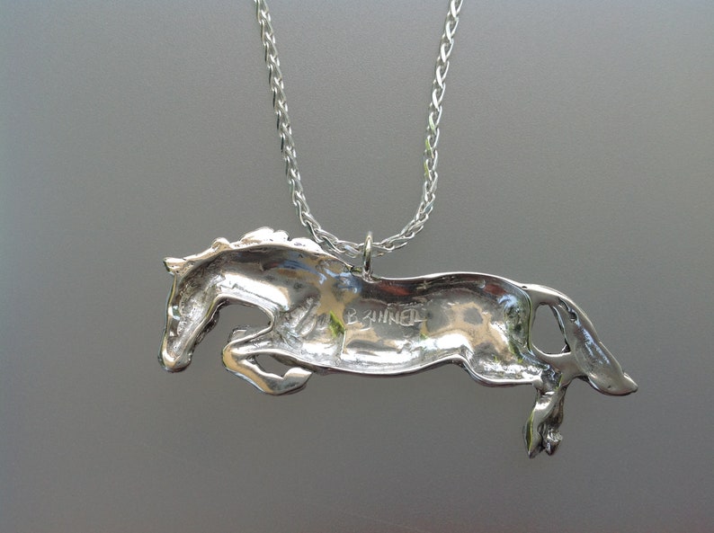 Jumping Horse Sterling Silver Slide Necklace Equestrian Etsy