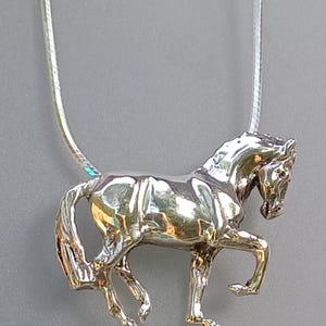 Dressage horse in Piaffe necklace  STERLING SILVER pendant and chain Equestrian jewelry