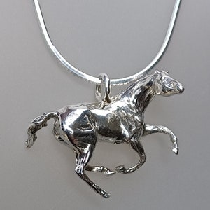 Small size Horse Galloping Mare jewelry pendant only Sterling Silver necklace gift  Zimmer