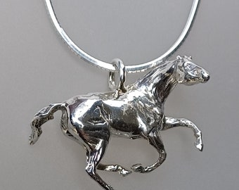 Horse Galloping Mare jewelry pendant and chain Sterling Silver necklace gift  Zimmer