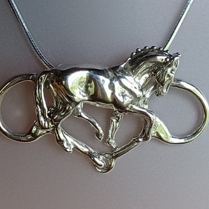 Dressage horse and snaffle sterling silver pendant and chain equestrian  jewelry Zimmer Forge Hill Sculpture