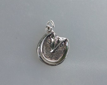 Horse hoof showing horseshoe & frog STERLING SILVER pendant charm for bracelet Equestrian jewelry