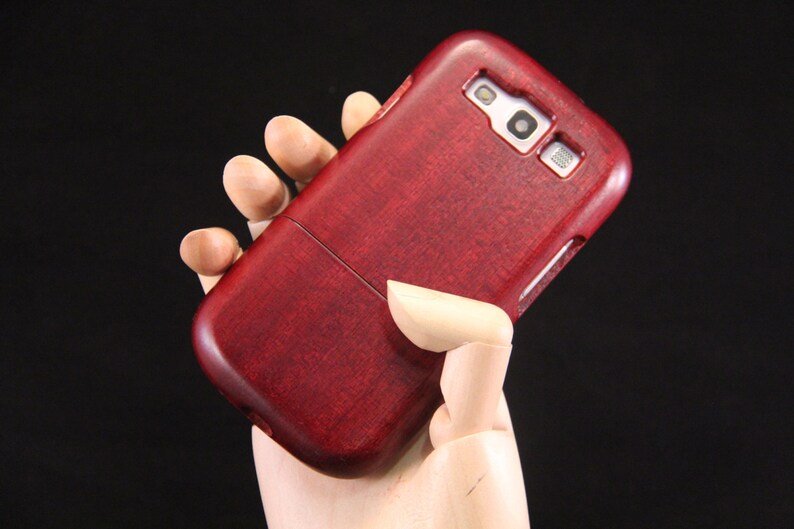 Samsung Galaxy S3 wood phone case hand-finished in red mahogany SALE image 1