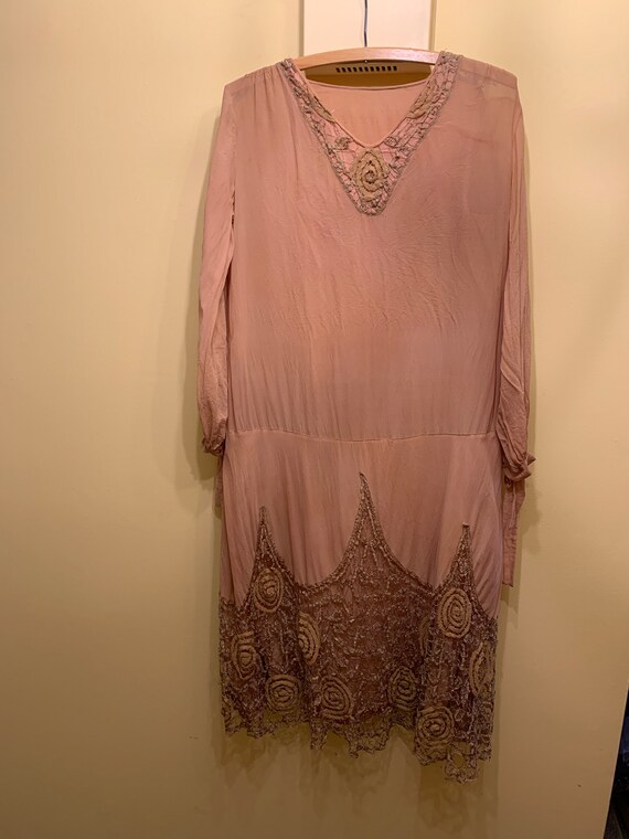 Antique Handmade Lace 1920's Flapper Dress Sheer … - image 2