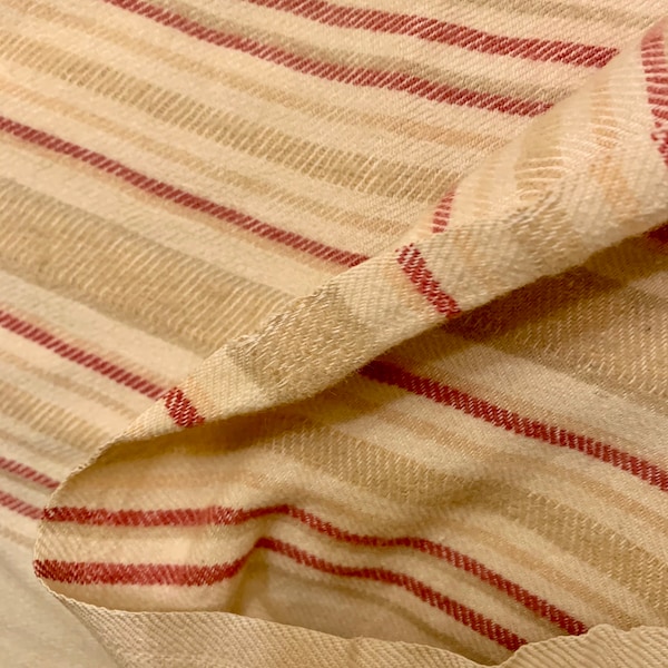 Spring SALE! Double Length Primitive Antique Wool Blanket with Stripes/ Soft /Hand Loomed