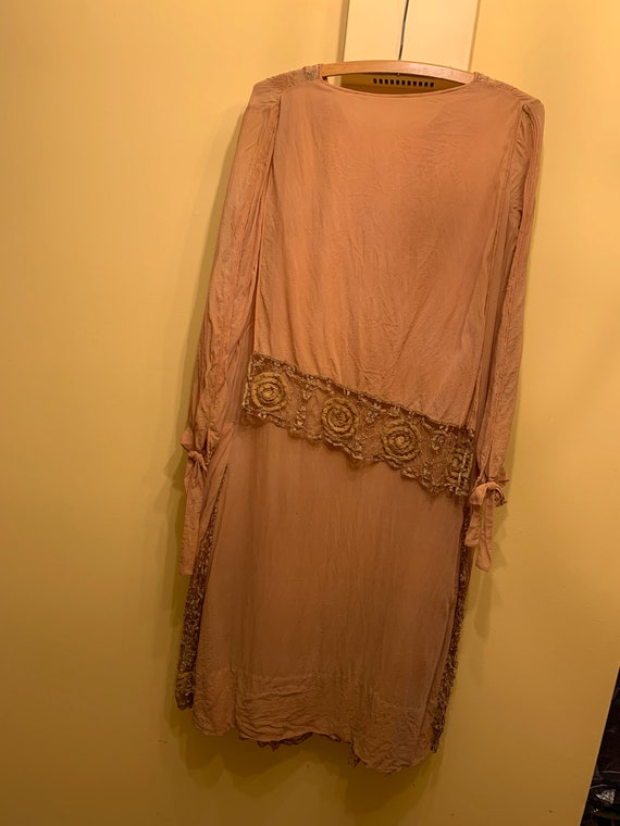 Antique Handmade Lace 1920's Flapper Dress Sheer … - image 3