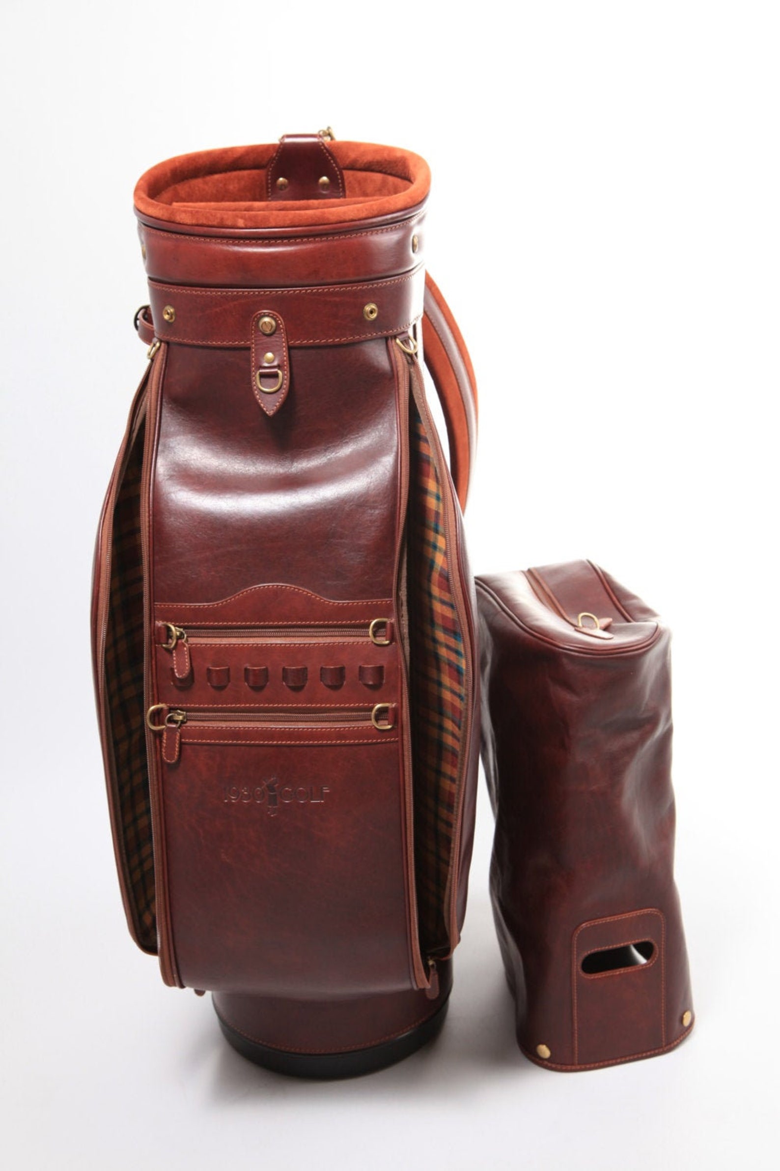 golf bag leather travel