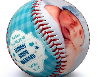 Baby Boy Birth Announcement - Custom Made Baseball, Baby Boy Gift, Newborn Announcement, Baseball Nursery, Newborn Stats, Sports Nursery