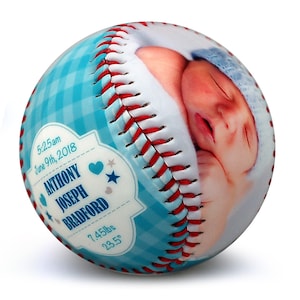 Baby Boy Birth Announcement - Custom Made Baseball, Baby Boy Gift, Newborn Announcement, Baseball Nursery, Newborn Stats, Sports Nursery