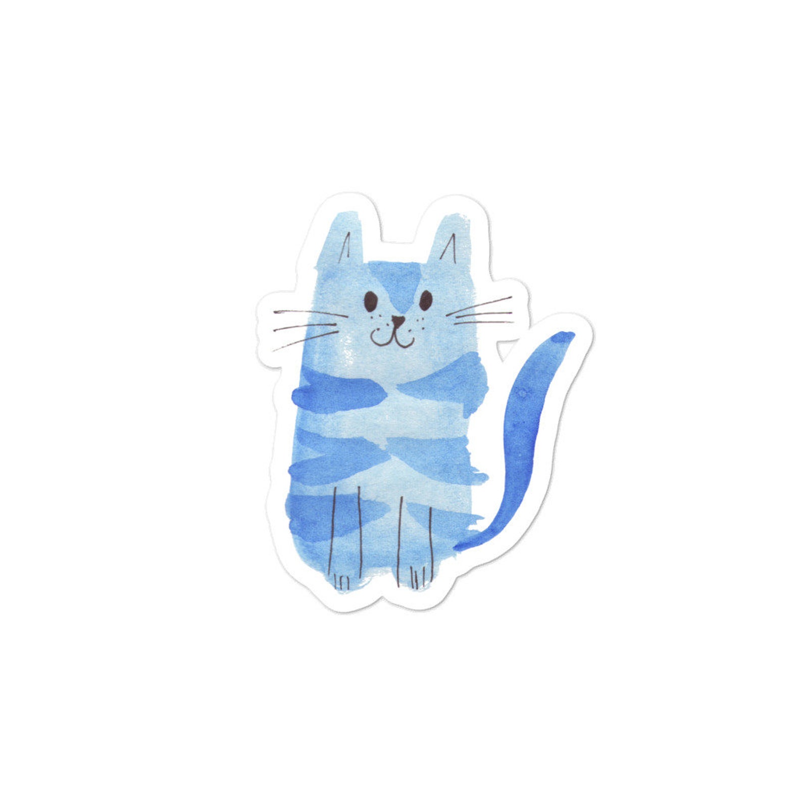 Blue Cat Vinyl Sticker Kids Stickers Laptop stickers Cute Etsy