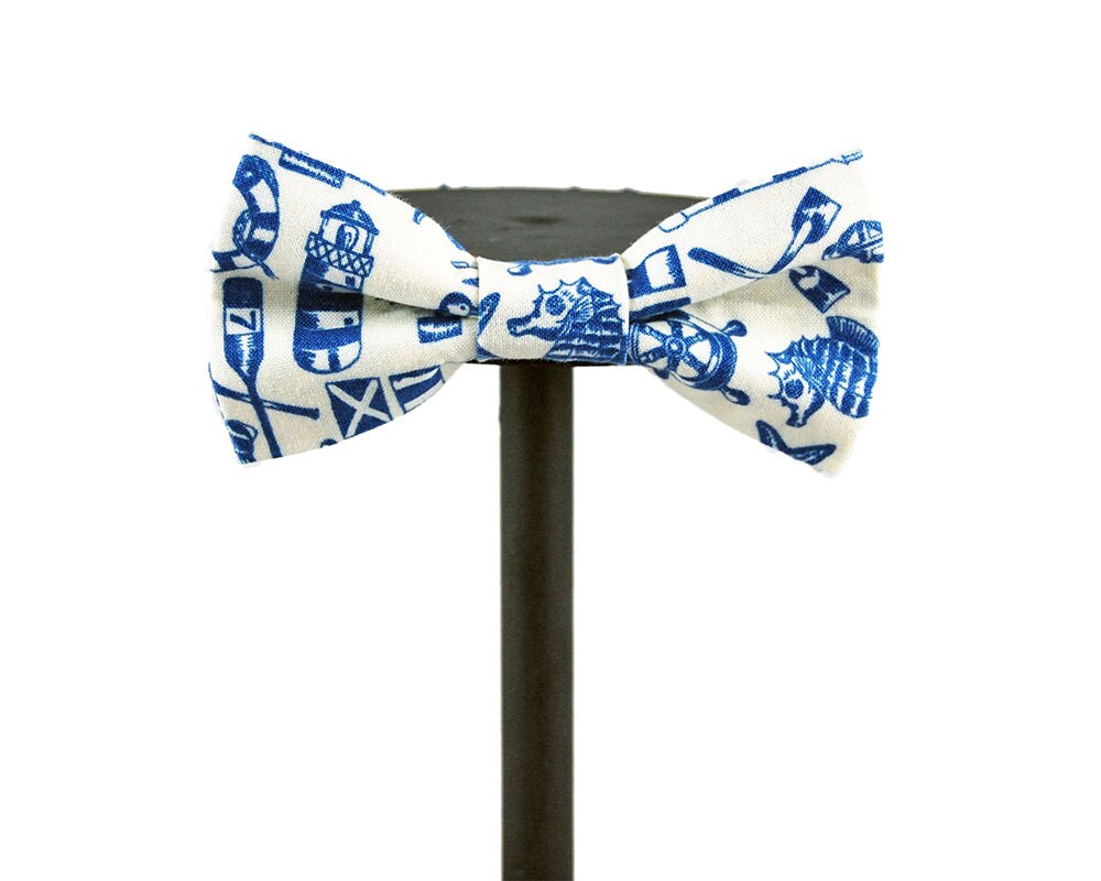 Nautical Blue and Cream Bow Tie Gifts For Him Groom Etsy
