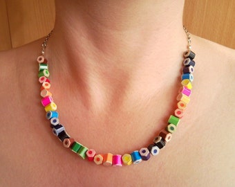 Colored pencil rainbow necklace, art teacher pencil jewelry, art teacher gift, art teacher necklace, gift for art teacher - on silver chains