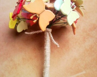 Bouquet of butterfly - 25 pieces of rustic style colourful wooden bunch of butterfly - bridesmaid wedding decoration