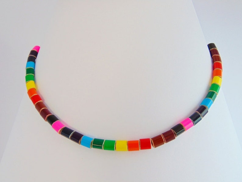Colored pencil rainbow necklace, art teacher pencil jewelry, art teacher gift, art teacher necklace, gift for art teacher fishing line 2 image 4