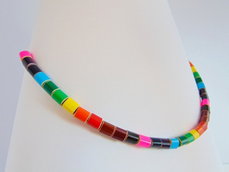 Colored pencil rainbow necklace, art teacher pencil jewelry, art teacher gift, art teacher necklace, gift for art teacher fishing line 2 image 3