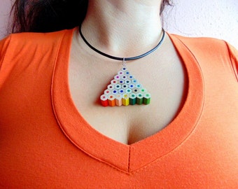 Colored pencil triangle shaped necklace pendant, cheerful art teacher jewelry, art teacher gift, art teacher necklace, gift for art teacher