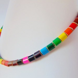 Colored pencil rainbow necklace, art teacher pencil jewelry, art teacher gift, art teacher necklace, gift for art teacher fishing line 2 image 2