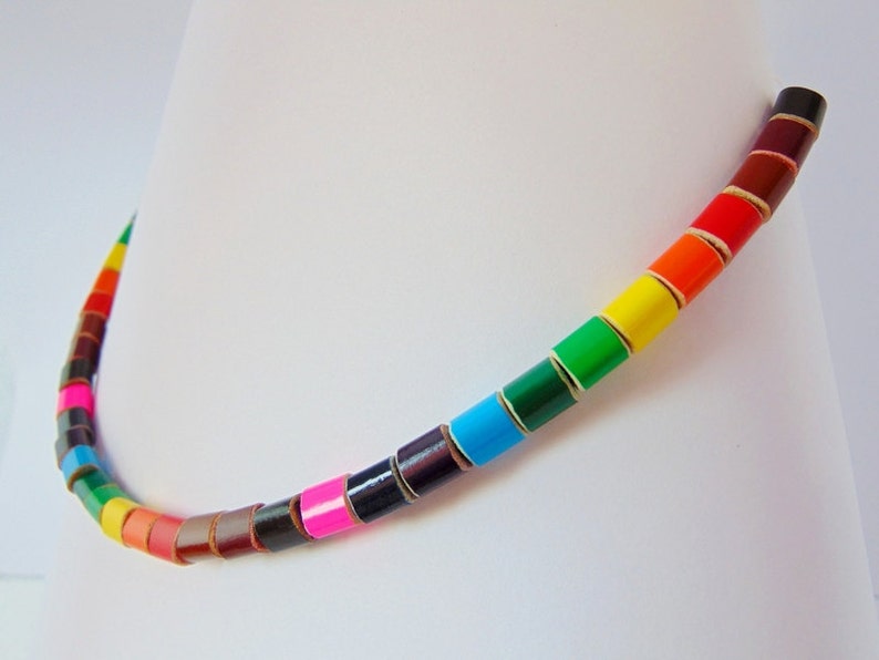 Colored pencil rainbow necklace, art teacher pencil jewelry, art teacher gift, art teacher necklace, gift for art teacher fishing line 2 image 2