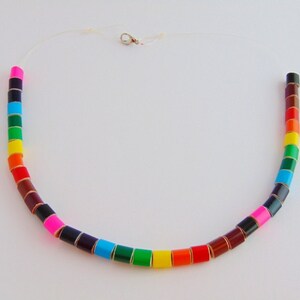Colored pencil rainbow necklace, art teacher pencil jewelry, art teacher gift, art teacher necklace, gift for art teacher fishing line 2 image 5