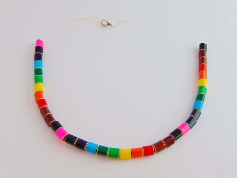 Colored pencil rainbow necklace, art teacher pencil jewelry, art teacher gift, art teacher necklace, gift for art teacher fishing line 2 image 5