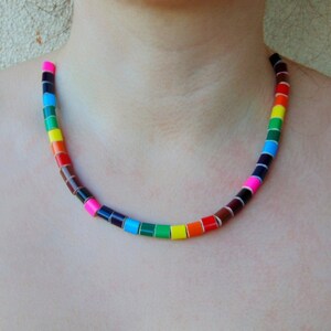 Colored pencil rainbow necklace, art teacher pencil jewelry, art teacher gift, art teacher necklace, gift for art teacher fishing line 2 image 1