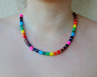 Colored pencil rainbow necklace, art teacher pencil jewelry, art teacher gift, art teacher necklace, gift for art teacher - fishing line 2
