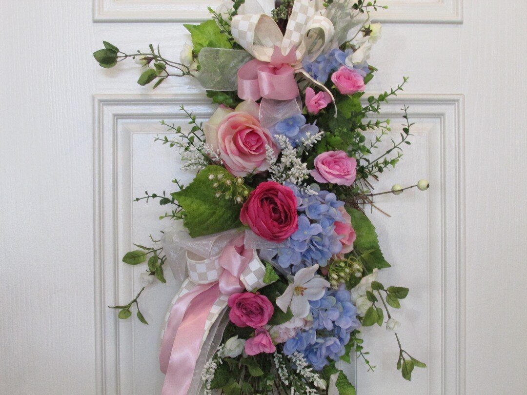 Spring Floral Swag, Spring Front Door Wreath, Spring Floral Centerpiece