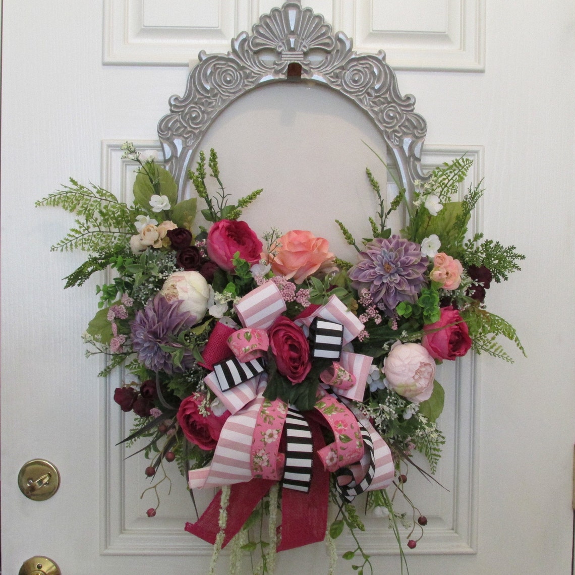 Victorian Style Frame Floral Arrangement Scroll Frame Floral Etsy