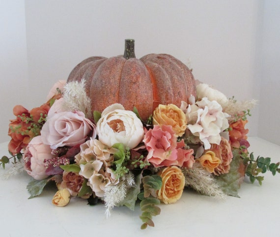 Pumpkin Floral Centerpiece, Fall Floral Centerpiece, Fall Pumpkin Arrangement, Pumpkin Home Decor, Fall/Thanksgiving Pumpkin Centerpiece