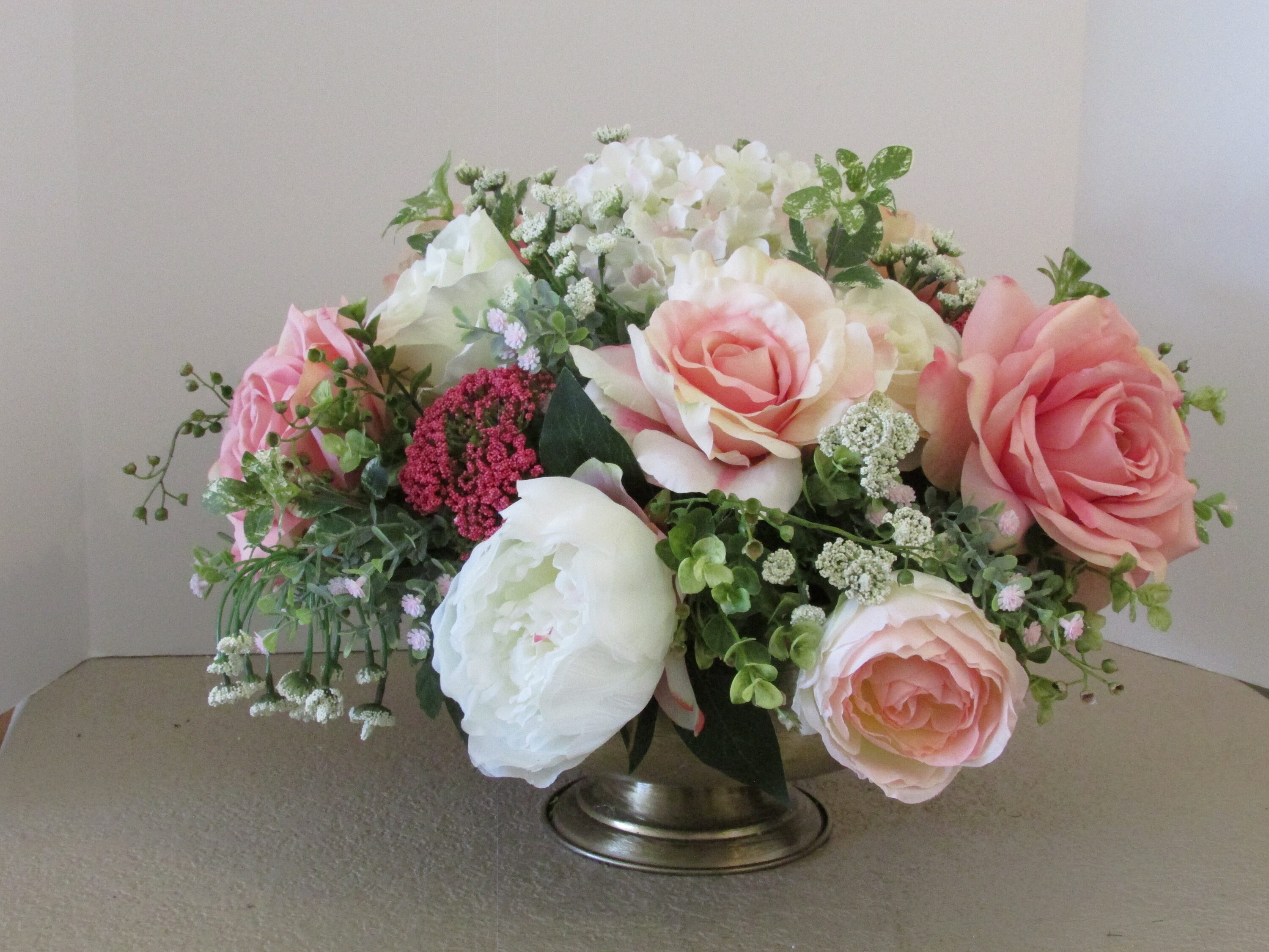 Silk Flower Centerpiece, Floral Centerpiece, Floral Home Decor, Table