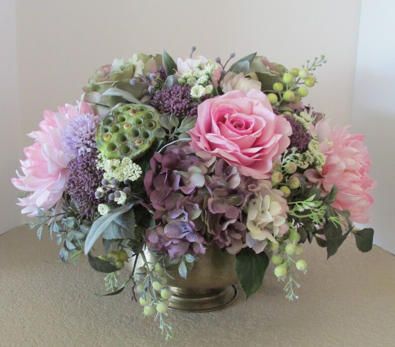 Silk Flower Centerpiece Home Decor Floral Centerpiece Silk Etsy