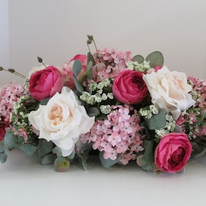 Spring Floral Centerpiece, Silk Flower Arrangement, Home Decor Centerpiece, Floral Centerpiece, Table Arrangement, Pink Floral Centerpiece