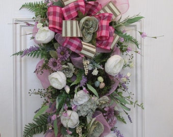 Spring Floral Door Swag, Spring Front Door Swag, Spring Wreath, Spring Floral Home Decor Swag