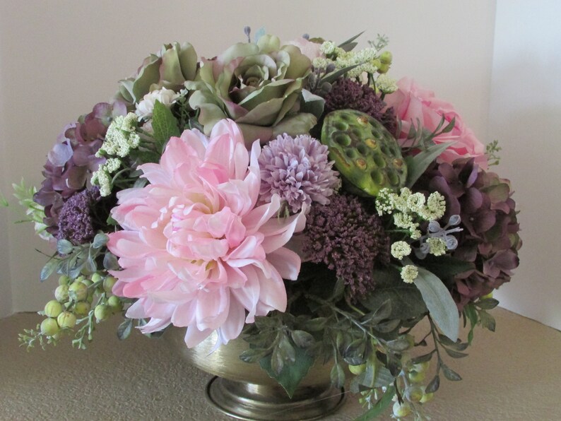 Silk Flower Centerpiece Home Decor Floral Centerpiece Silk Etsy