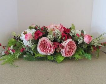 Pink Floral Centerpiece, Silk Floral Arrangement, Spring Flower Centerpiece, Home Decor Arrangement, Housewarming Gift, Mother's Day Gift