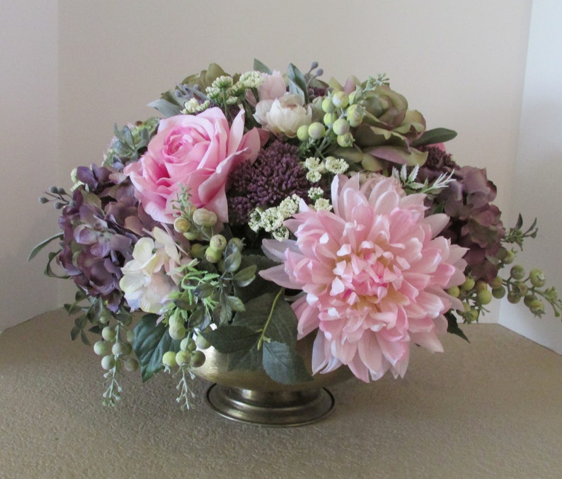 Silk Flower Centerpiece Home Decor Floral Centerpiece Silk Etsy