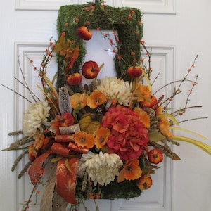 Fall Moss Basket Wreath, Fall Floral Door Wreath, Fall Floral Wall Hanging, Fall Wreath, Autumn Door Wreath, Fall Decor