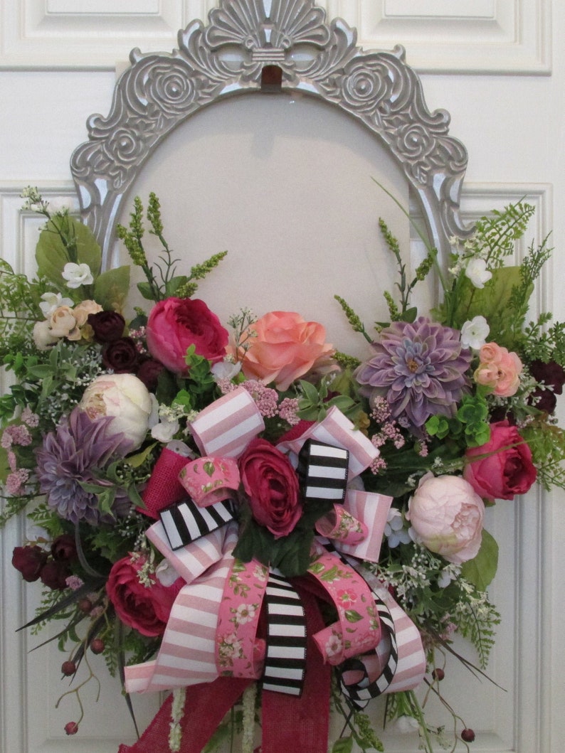Victorian Style Frame Floral Arrangement, Scroll Frame Floral