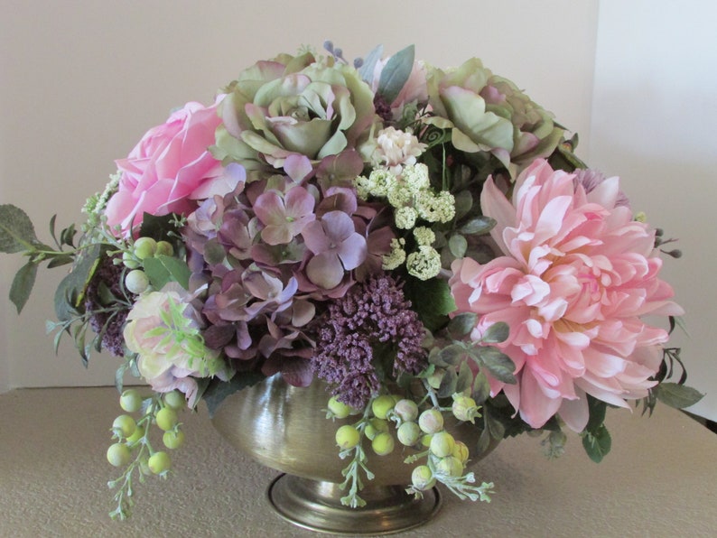 Silk Flower Centerpiece Home Decor Floral Centerpiece Silk Etsy