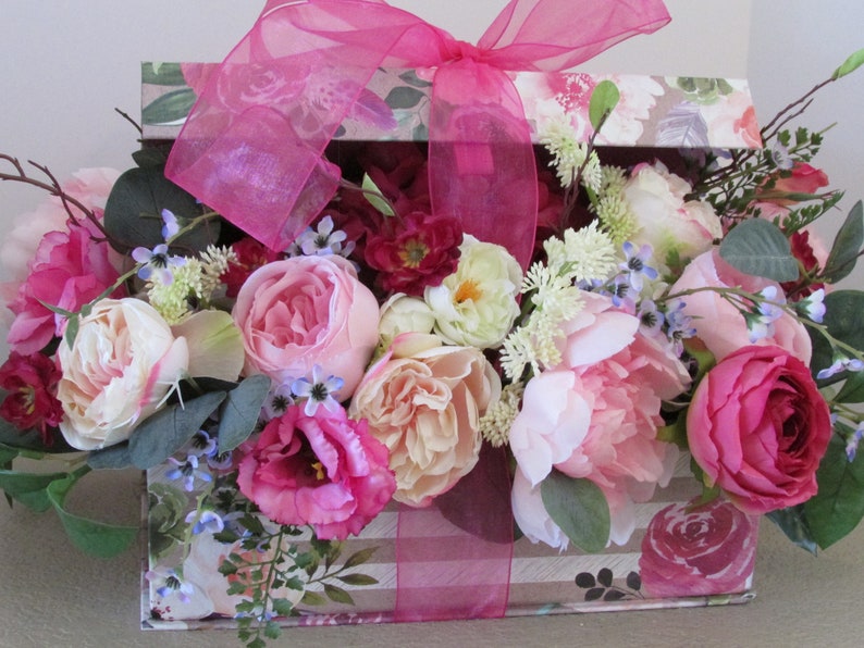 Silk Flower Arrangement Floral Home Decor Gift for Her Etsy